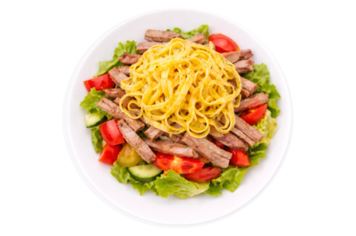 Салат с языком и омлетом